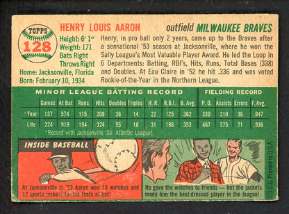 1954 Topps Baseball #128 Hank Aaron Braves EX 562778