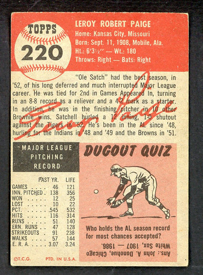 1953 Topps Baseball #220 Satchel Paige Browns VG-EX 562790