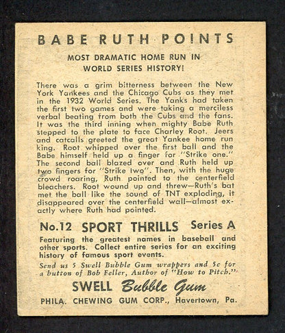 1948 Swell Sport Thrills #012 Babe Ruth Lou Gehrig EX 562794
