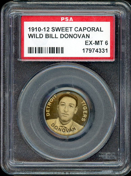 1910-12 P2 Sweet Caporal Pins Bill Donovan Tigers PSA 6 EX-MT 562797