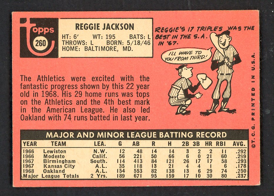 1969 Topps Baseball #260 Reggie Jackson A's EX-MT 562799