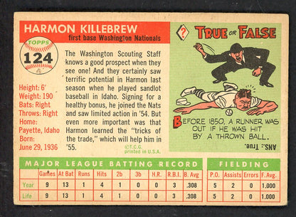1955 Topps Baseball #124 Harmon Killebrew Senators VG-EX 562807