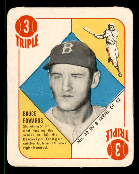 1951 Topps Blue Backs #042 Bruce Edwards Dodgers NR-MT 562824