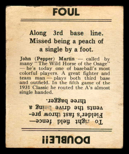 1936 Goudey Pepper Martin Cardinals FR-GD/GD 562859