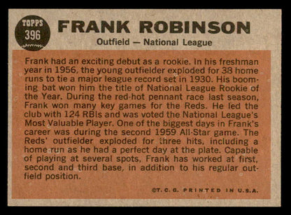 1962 Topps Baseball #396 Frank Robinson A.S. Reds NR-MT 562860