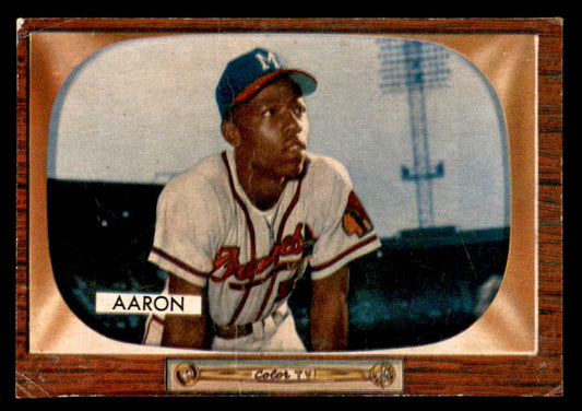1955 Bowman Baseball #179 Hank Aaron Braves FR-GD trimmed 562879