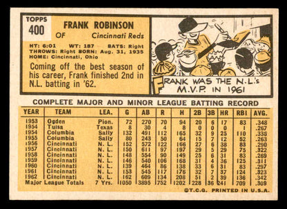 1963 Topps Baseball #400 Frank Robinson Reds EX-MT 562889