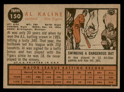 1962 Topps Baseball #150 Al Kaline Tigers EX-MT 562891