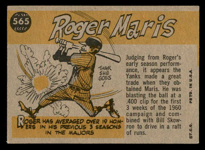 1960 Topps Baseball #565 Roger Maris A.S. Yankees EX-MT 562895