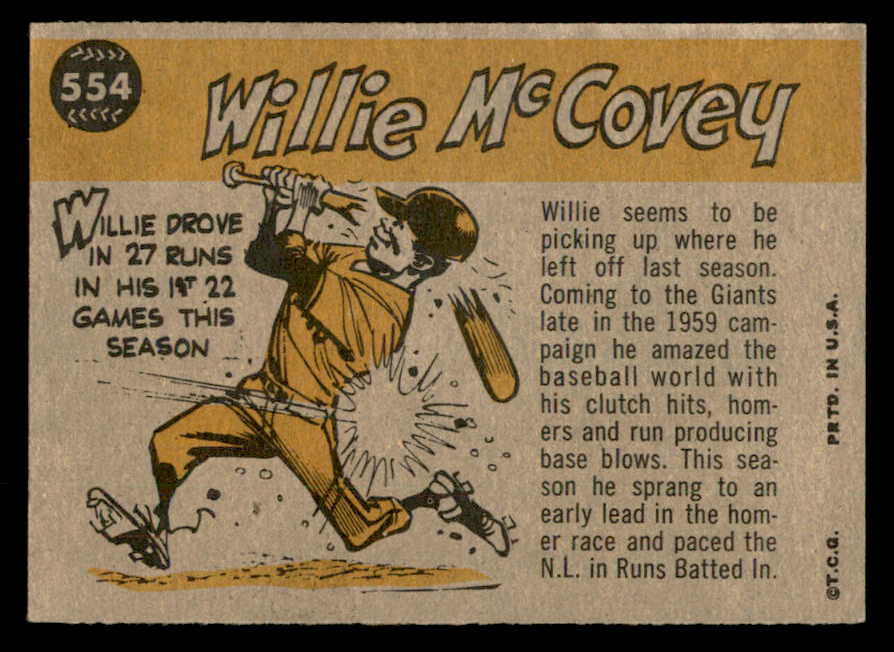 1960 Topps Baseball #554 Willie McCovey A.S. Giants EX-MT 562897
