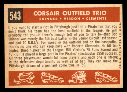 1959 Topps Baseball #543 Roberto Clemente Bill Virdon EX-MT 562898