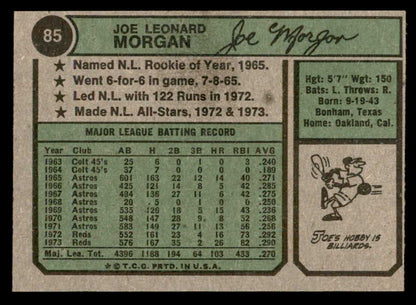 1974 Topps Baseball #085 Joe Morgan Reds NR-MT 562919