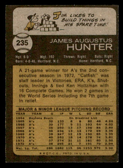1973 Topps Baseball #235 Catfish Hunter A's NR-MT 562930