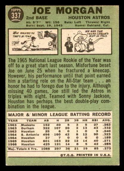 1967 Topps Baseball #337 Joe Morgan Astros EX-MT 562937