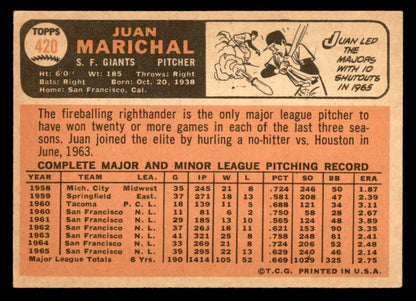 1966 Topps Baseball #420 Juan Marichal Giants EX+/EX-MT 562940