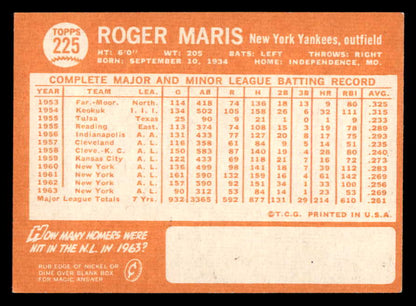 1964 Topps Baseball #225 Roger Maris Yankees EX-MT 562943
