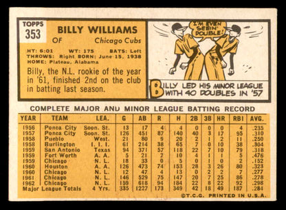 1963 Topps Baseball #353 Billy Williams Cubs VG-EX 562947