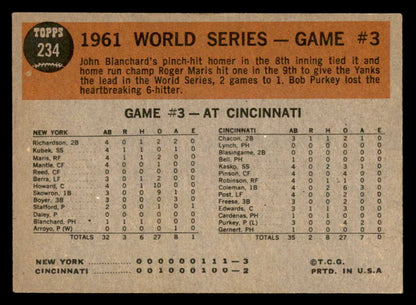 1962 Topps Baseball #234 World Series Game 3 Roger Maris EX+/EX-MT 562955