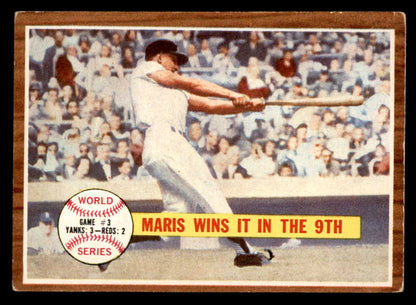 1962 Topps Baseball #234 World Series Game 3 Roger Maris VG-EX 562956