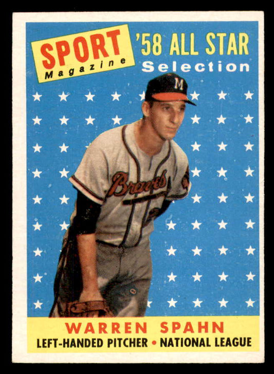 1958 Topps Baseball #494 Warren Spahn A.S. Braves EX-MT 562958