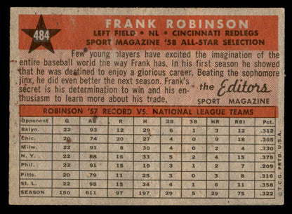 1958 Topps Baseball #484 Frank Robinson A.S. Reds EX+/EX-MT 562959