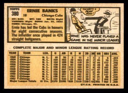 1963 Topps Baseball #380 Ernie Banks Cubs EX-MT 562961