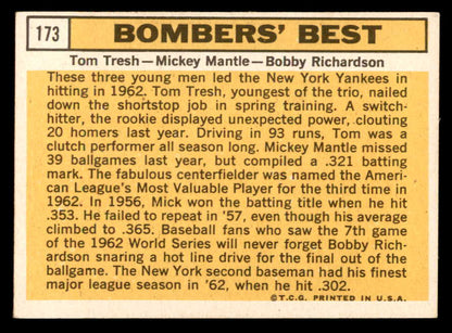 1963 Topps Baseball #173 Mickey Mantle Bobby Richardson EX-MT 562962
