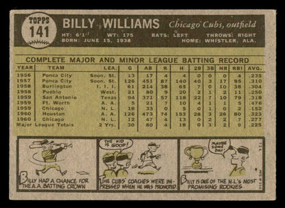 1961 Topps Baseball #141 Billy Williams Cubs VG 562984