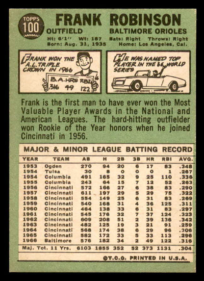 1967 Topps Baseball #100 Frank Robinson Orioles EX-MT 562988