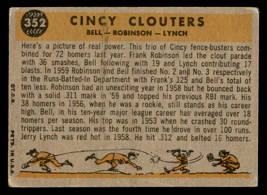 1960 Topps Baseball #352 Frank Robinson Gus Bell VG-EX 562997