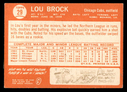 1964 Topps Baseball #029 Lou Brock Cubs FR-GD 563005