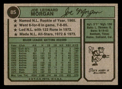 1974 Topps Baseball #085 Joe Morgan Reds EX-MT 563009
