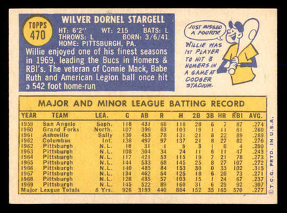 1970 Topps Baseball #470 Willie Stargell Pirates EX-MT 563036