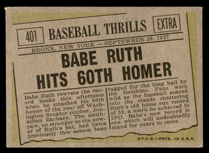 1961 Topps Baseball #401 Babe Ruth Yankees VG-EX 563046