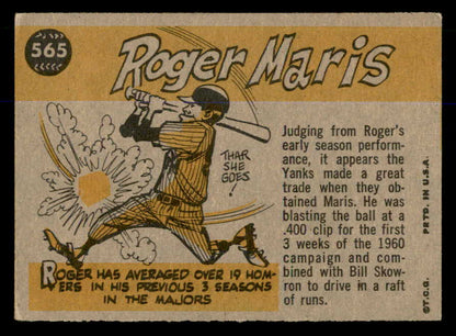 1960 Topps Baseball #565 Roger Maris A.S. Yankees VG-EX 563053