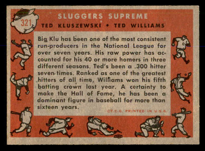 1958 Topps Baseball #321 Ted Williams Ted Kluszewski EX 563059