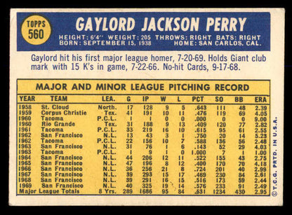 1970 Topps Baseball #560 Gaylord Perry Giants VG-EX 563078