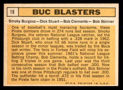 1963 Topps Baseball #018 Roberto Clemente Smoky Burgess EX 563091