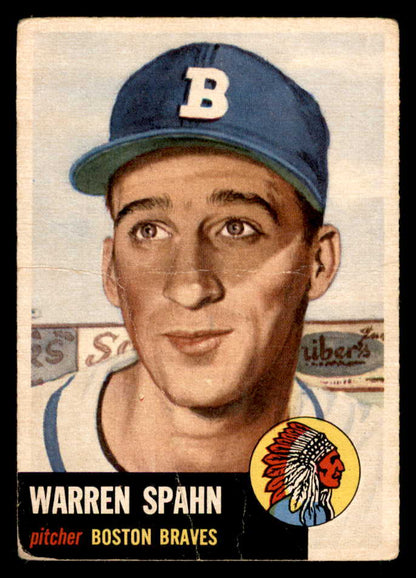 1953 Topps Baseball #147 Warren Spahn Braves FR-GD 563107