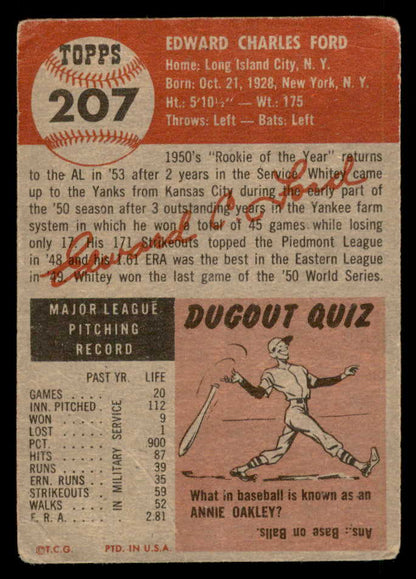 1953 Topps Baseball #207 Whitey Ford Yankees FR-GD 563108
