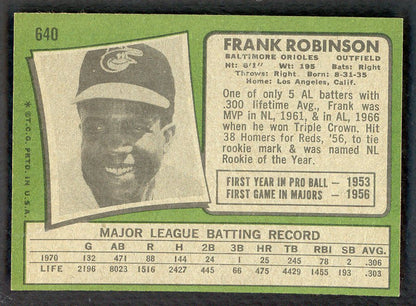 1971 Topps Baseball #640 Frank Robinson Orioles EX-MT 563112