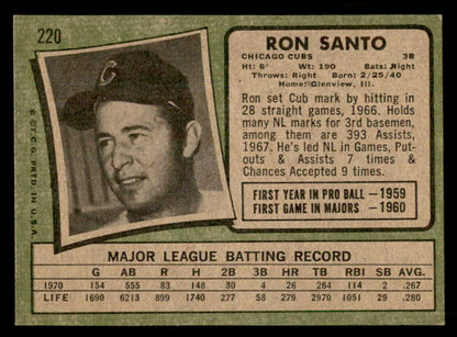 1971 Topps Baseball #220 Ron Santo Cubs VG-EX 563115