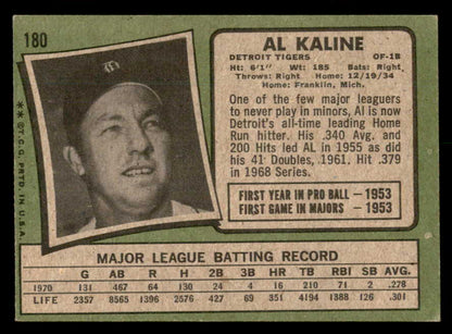 1971 Topps Baseball #180 Al Kaline Tigers EX 563116