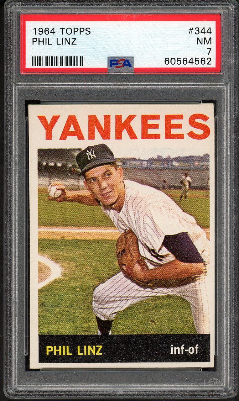 1964 Topps Baseball #344 Phil Linz Yankees PSA 7 NM 563130