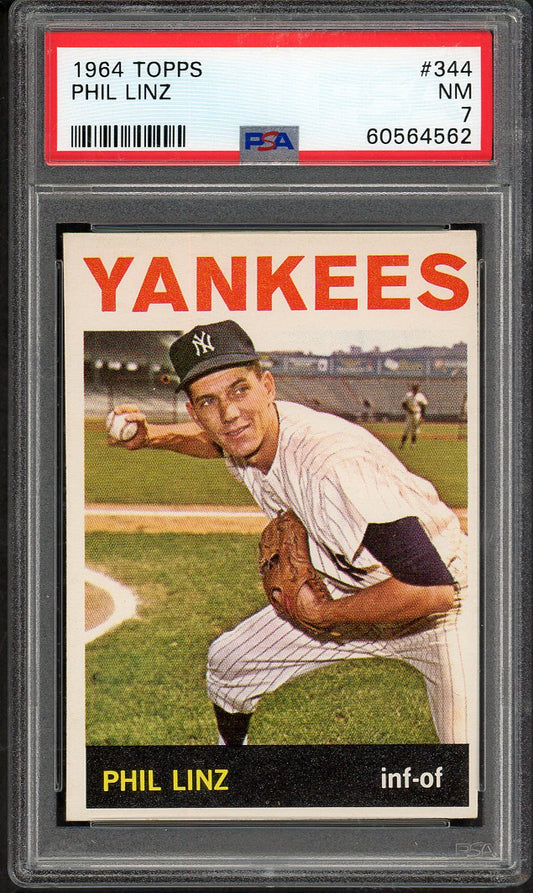 1964 Topps Baseball #344 Phil Linz Yankees PSA 7 NM 563130