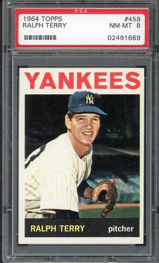 1964 Topps Baseball #458 Ralph Terry Yankees PSA 8 NM/MT 563131