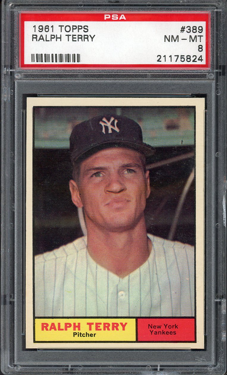 1961 Topps Baseball #389 Ralph Terry Yankees PSA 8 NM/MT 563135