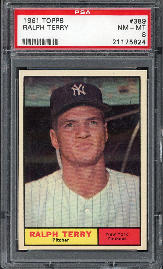 1961 Topps Baseball #389 Ralph Terry Yankees PSA 8 NM/MT 563135