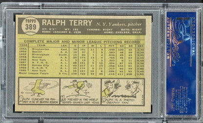 1961 Topps Baseball #389 Ralph Terry Yankees PSA 8 NM/MT 563135