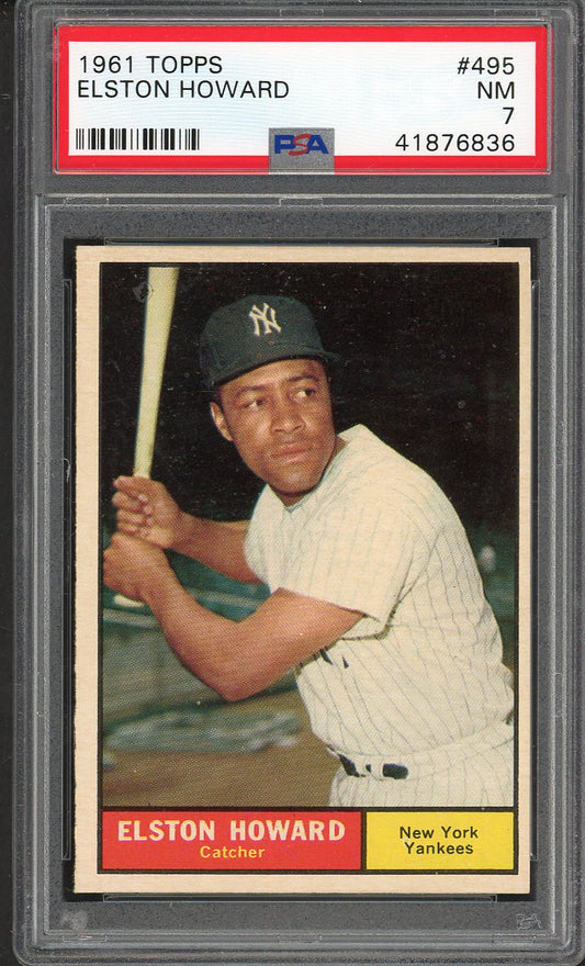 1961 Topps Baseball #495 Elston Howard Yankees PSA 7 NM 563136